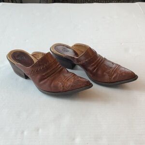 Ariat Juliette Western Mule clog brown leather Stacked heel size 8B